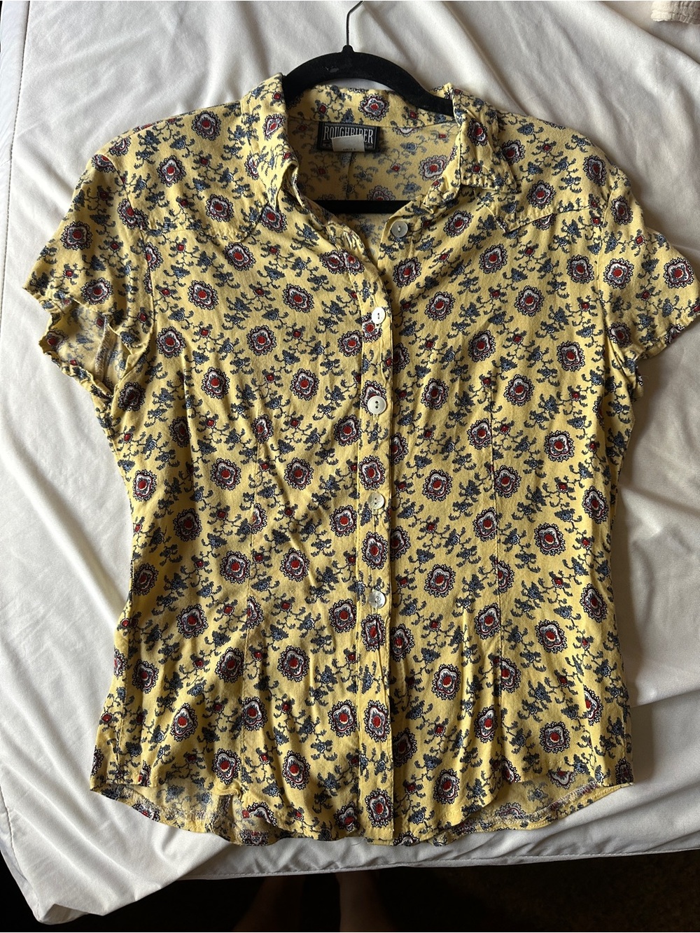Roughrider Yellow Floral Button-Front Women's Shirt
